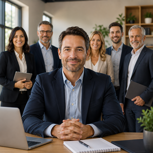 Un courtier avec ces différents agents d'assurance