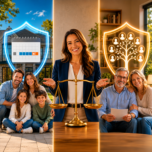Une famille, une femme et un couple plus âgée qui ont des informations de leur assurance.